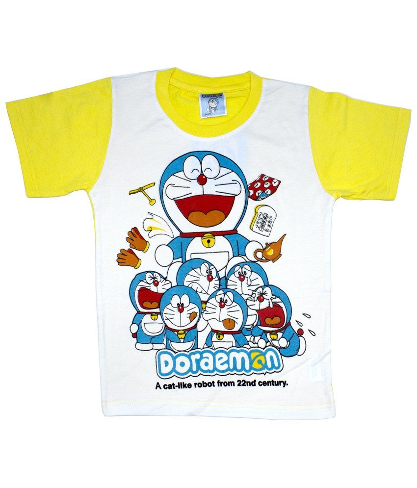  Doraemon  A Cat  Like Robot Yellow White T Shirt Buy 