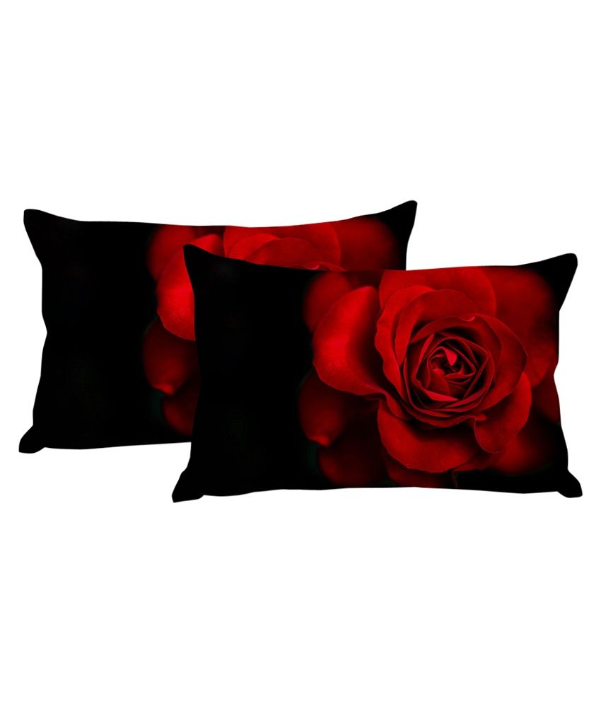     			Stybuzz Black And Red Cotton Pillow Covers- Set of 2