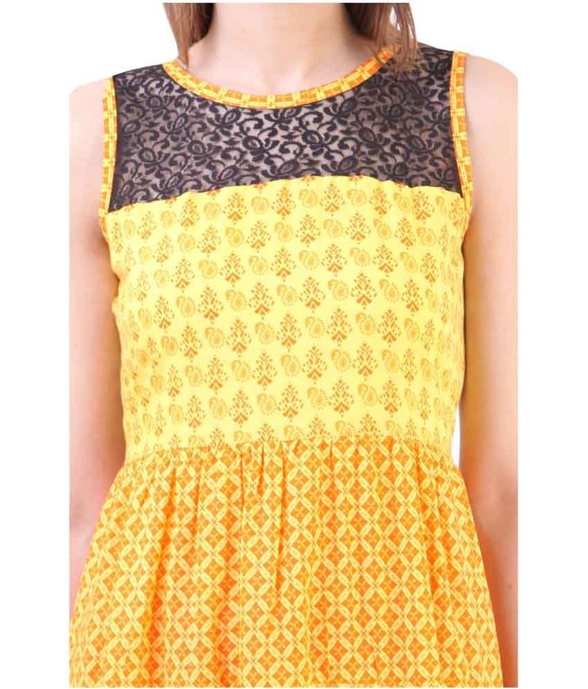 sleeveless yellow kurti