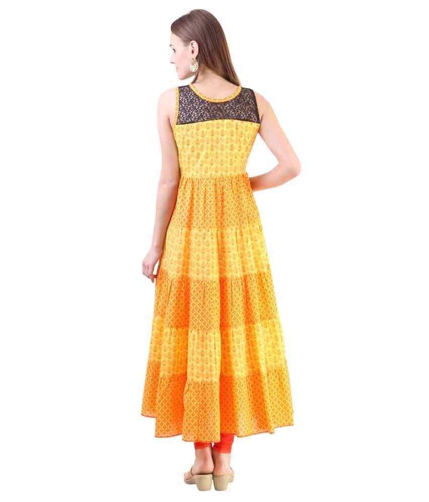 sleeveless yellow kurti