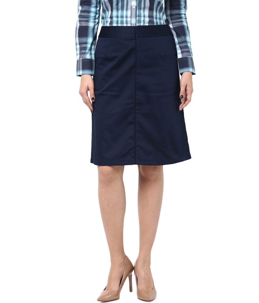 Buy Kaaryah Women's Blue Straight Fit Formal Skirts Online at Best ...