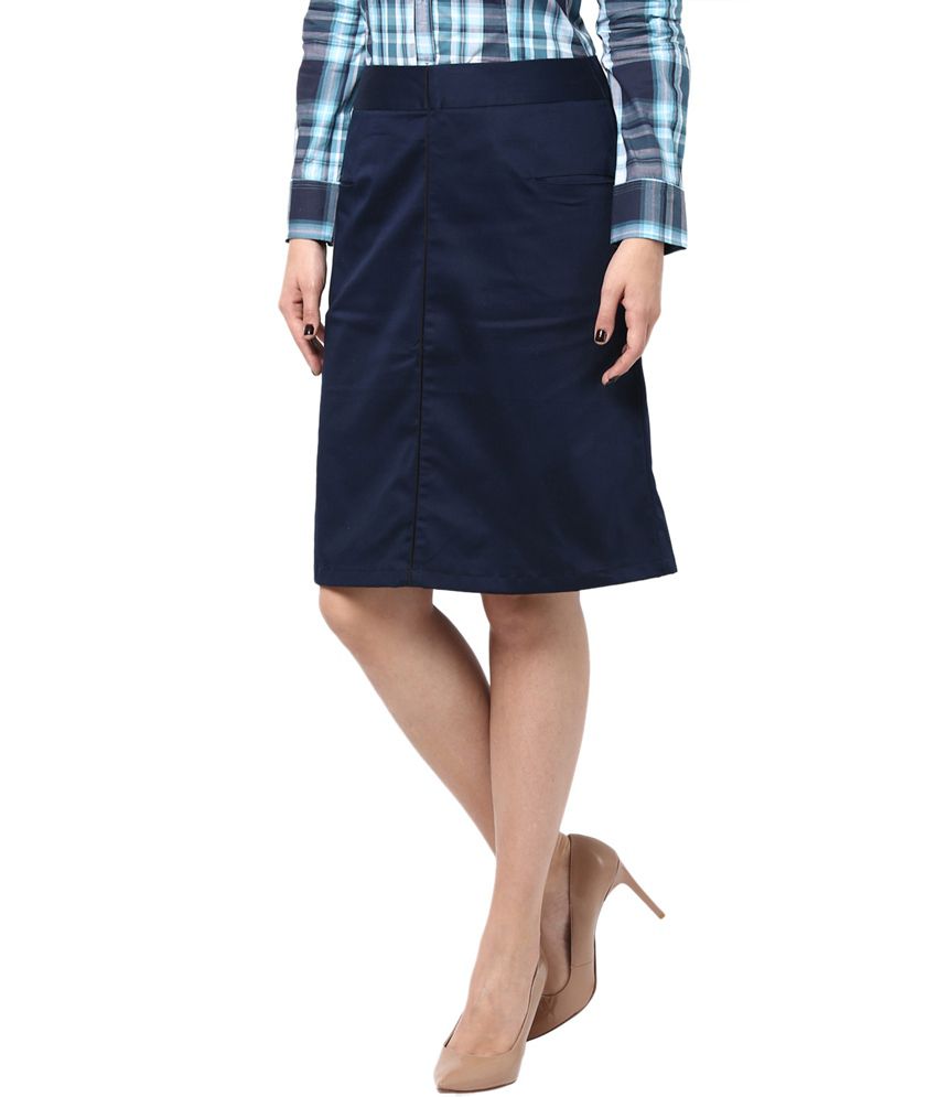 Buy Kaaryah Women's Blue Straight Fit Formal Skirts Online at Best ...