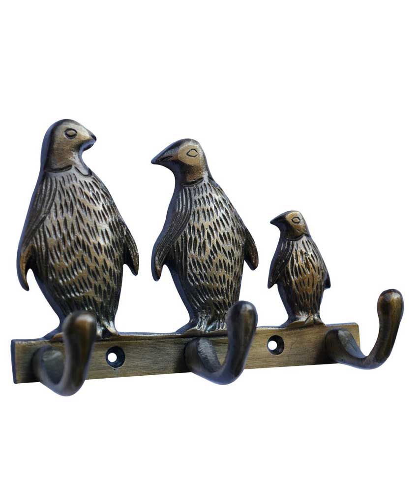 Aakrati Key Holder 3 Penguin Statue Metal Key Hooks For Wall