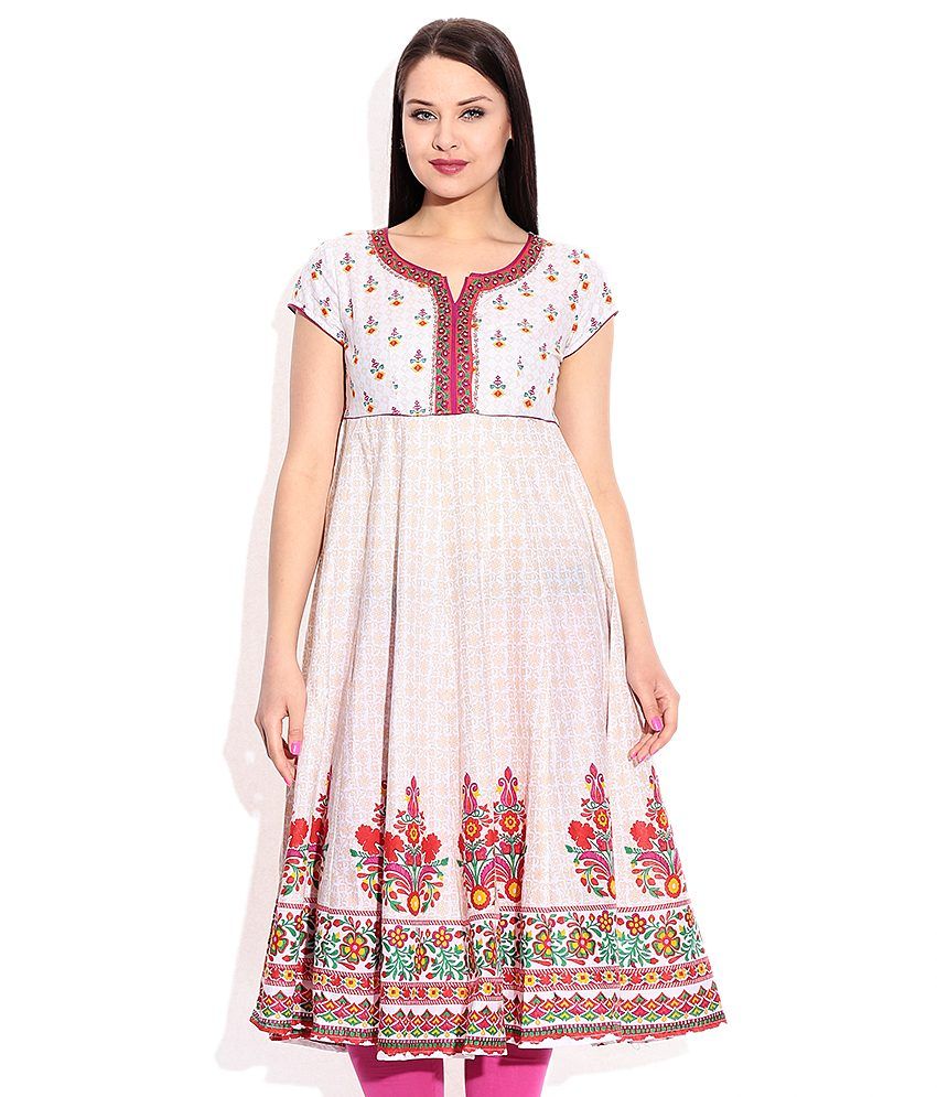 Biba GhostWhite Cotton Kurta - Buy Biba GhostWhite Cotton Kurta Online ...