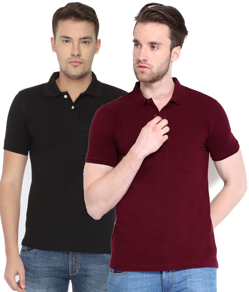 Concepts Pack Of Maroon and Black Polo T Shirts Pack of 2 T-shirts ...