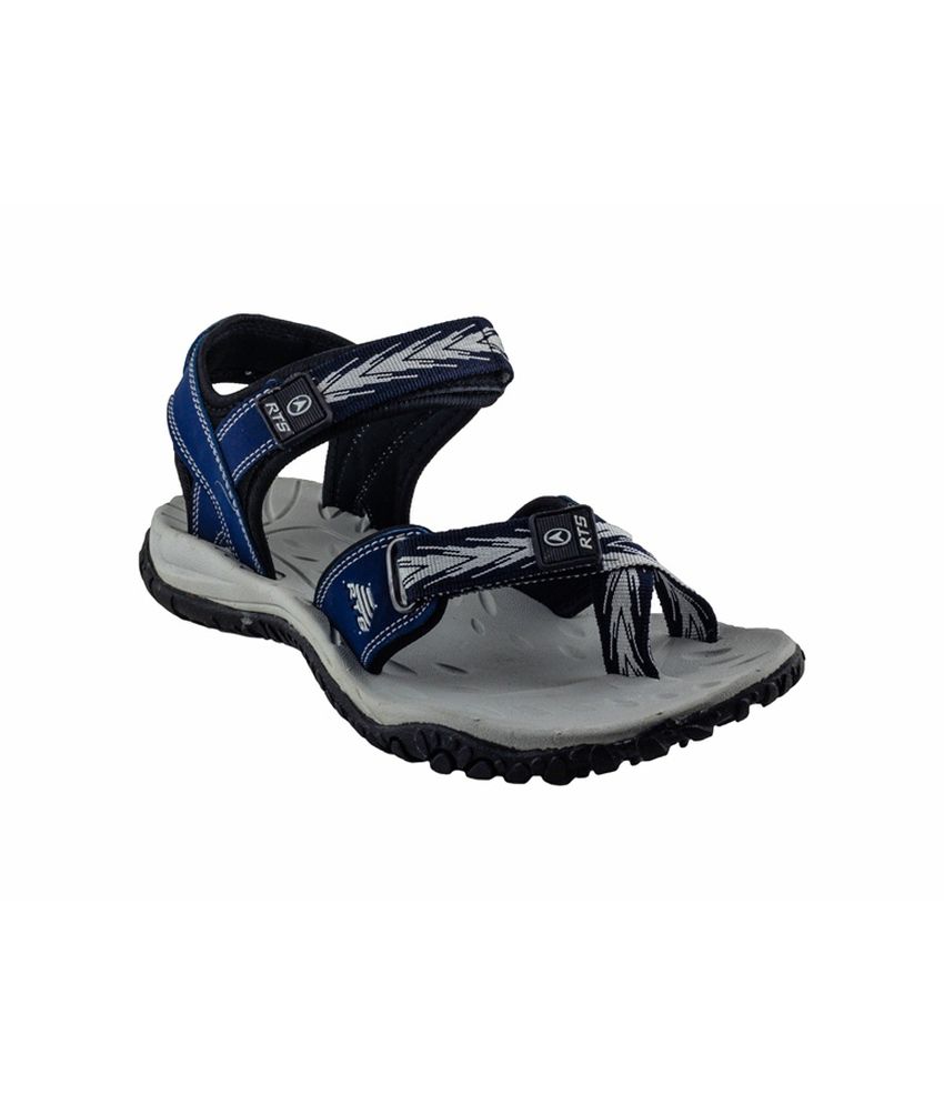 Rts Blue Nubuck Velcro Sandals For Men 
