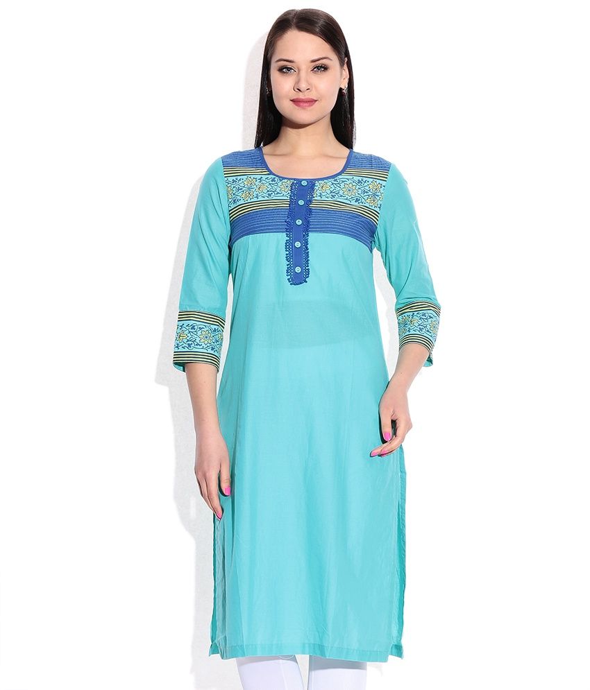 Rangriti Blue Round Neck Kurti - Buy Rangriti Blue Round Neck Kurti ...