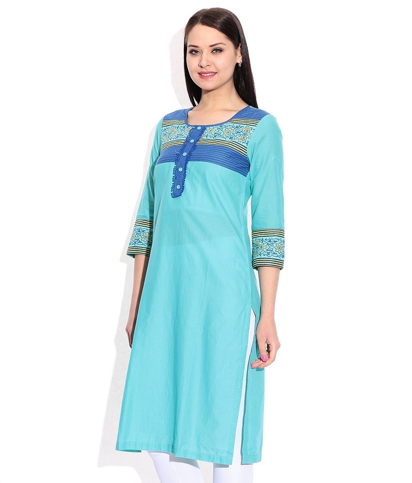 Rangriti Blue Round Neck Kurti - Buy Rangriti Blue Round Neck Kurti ...