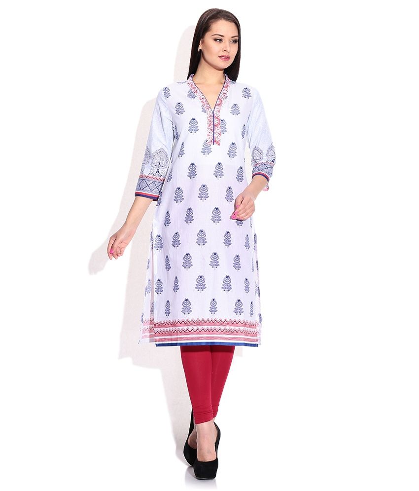 Rangriti White Chinese Collar Kurti Buy Rangriti White Chinese Collar Kurti Online at Best