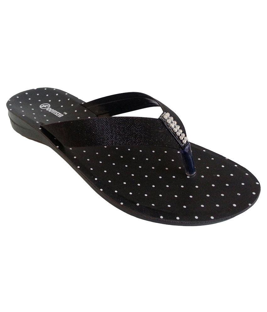 Footista Black Faux Leather Flat Slip-on For Women Price in India- Buy ...