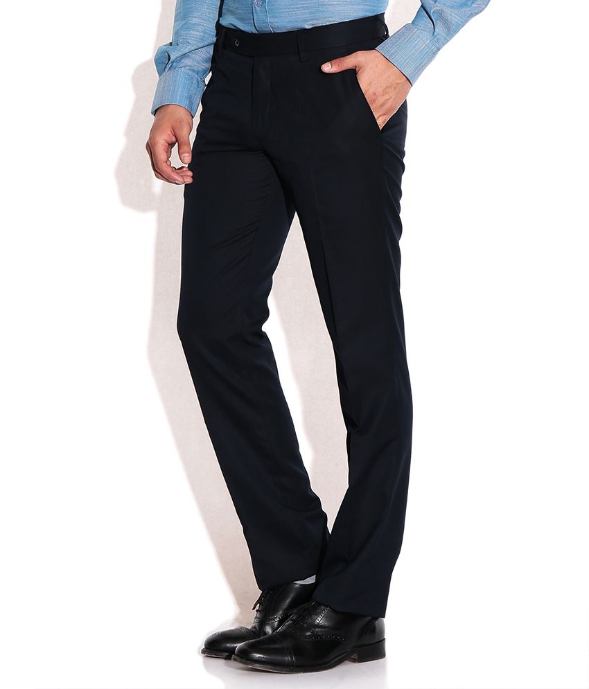 John Players Navy Slim Fit Formal Trousers - Buy John Players Navy Slim ...