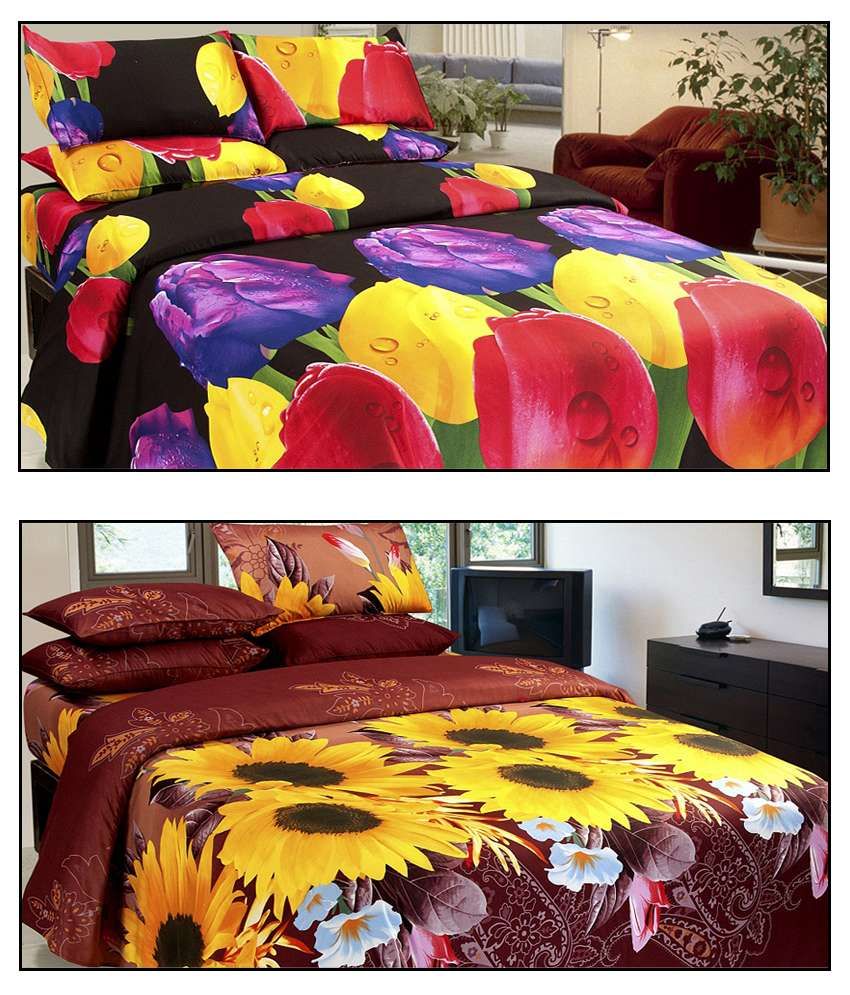 Download Vertex Red Yellow 2 King Size Bed Sheets With Freebies 4 Pillow Covers Buy Vertex Red Yellow 2 King Size Bed Sheets With Freebies 4 Pillow Covers Online At Low Price