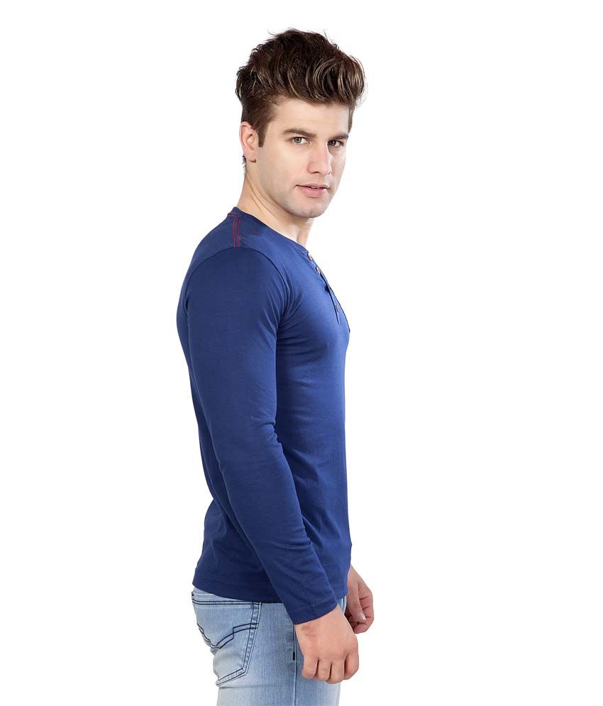 Maniac Navy Polka Dot Henley - Buy Maniac Navy Polka Dot ...