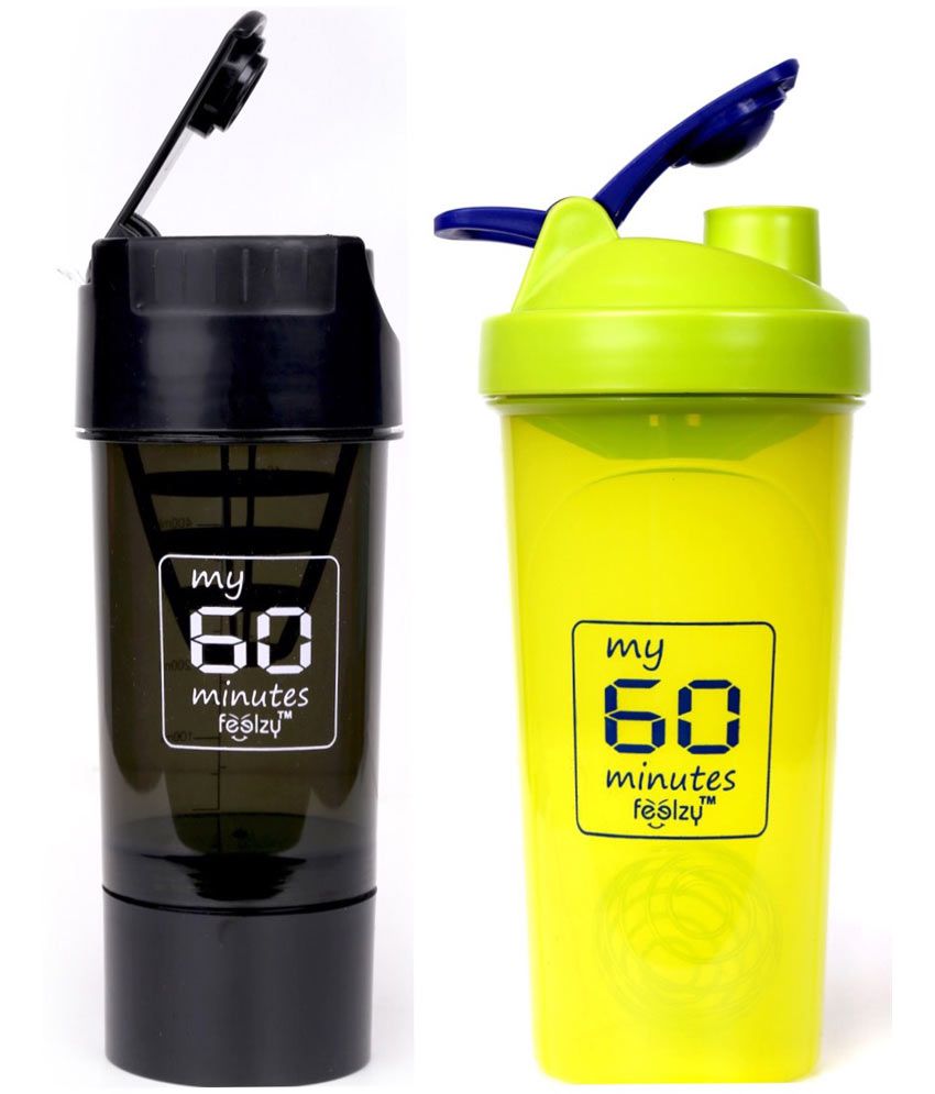 Foolzy My 60 Minutes Workout Gym Shaker Bottle Cup 700ml + 500ml Pack ...