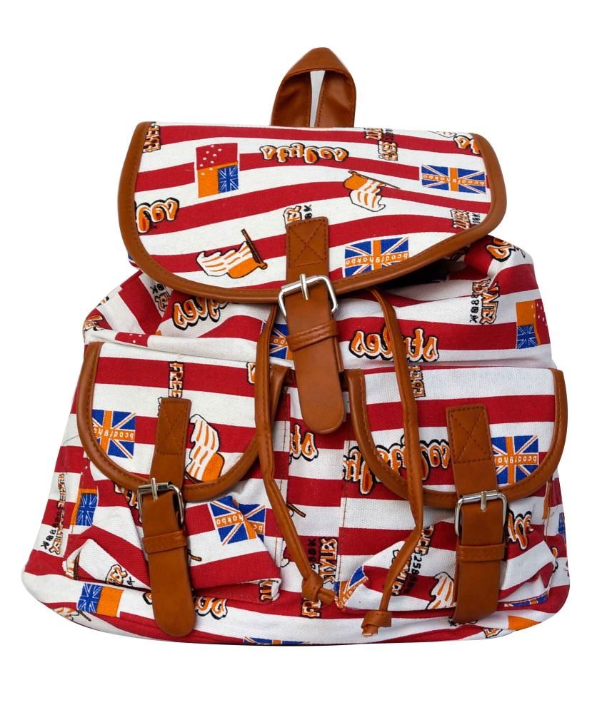 Parv Collections Red Canvas Cloth Magnit Button Backpacks Buy Parv