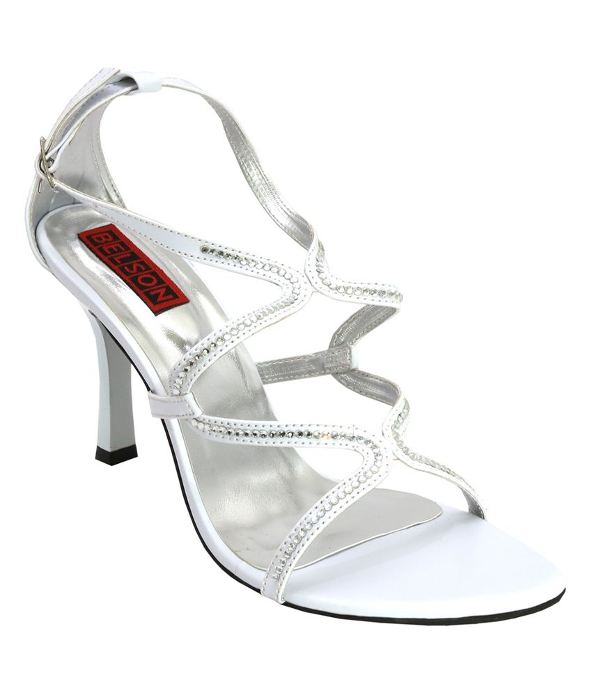 Belson White Comfortable Party Wear Stiletto Heel Sandals Price In