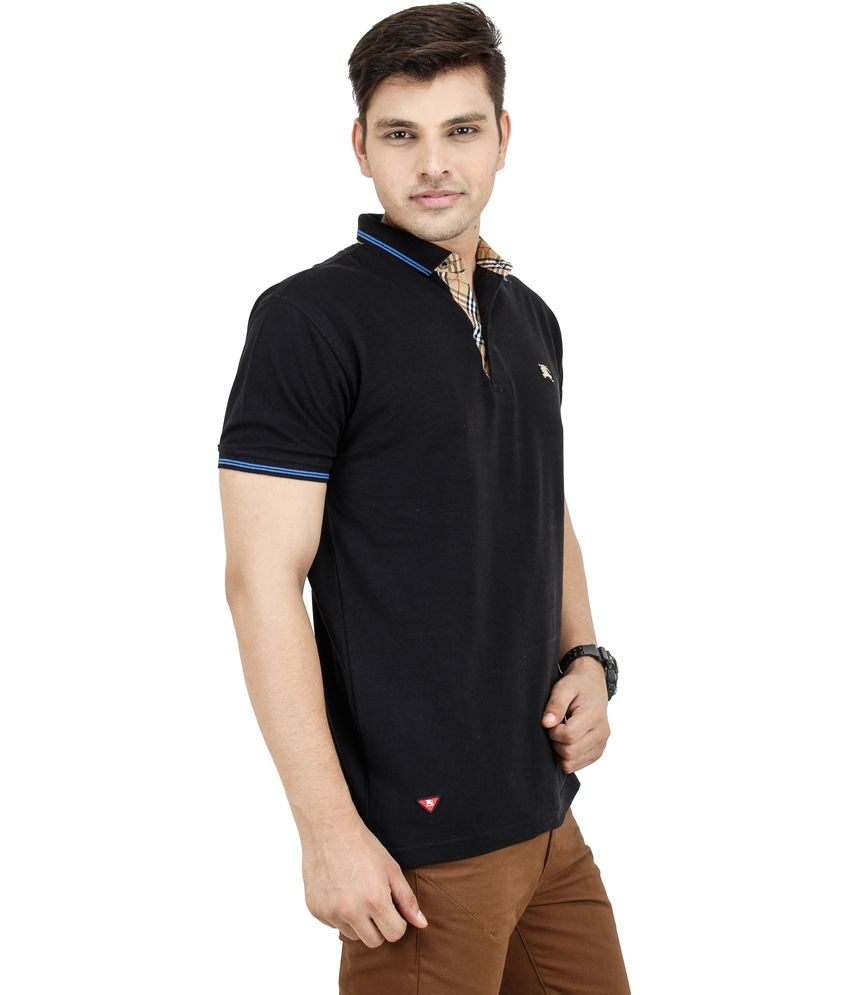 mens black burberry polo shirt