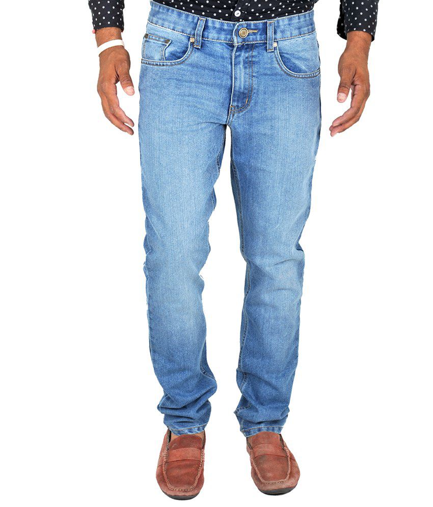 Indigen Ice-Blue Cotton Jeans For Men - Buy Indigen Ice-Blue Cotton ...