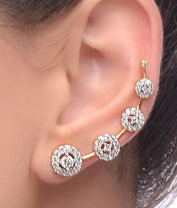 Renaissance Traders American Diamond Designer Gold Plated Ear Cuff