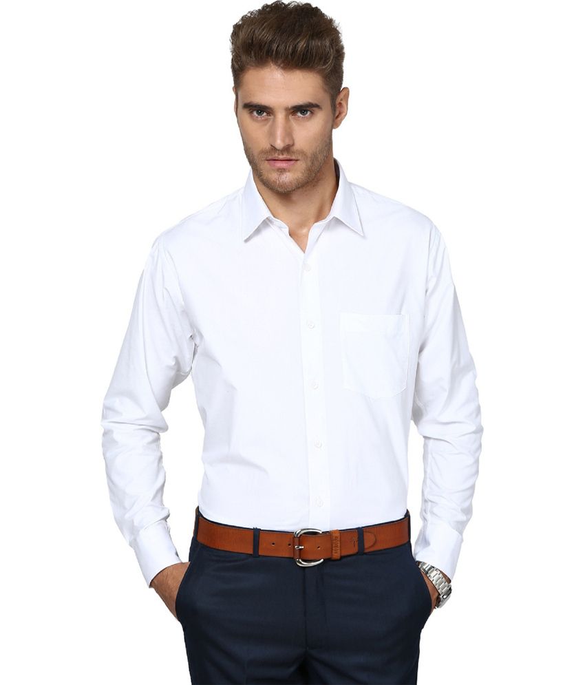 Protext White 100 Percent Cotton Full Sleeves Regular Shirt - Buy ...