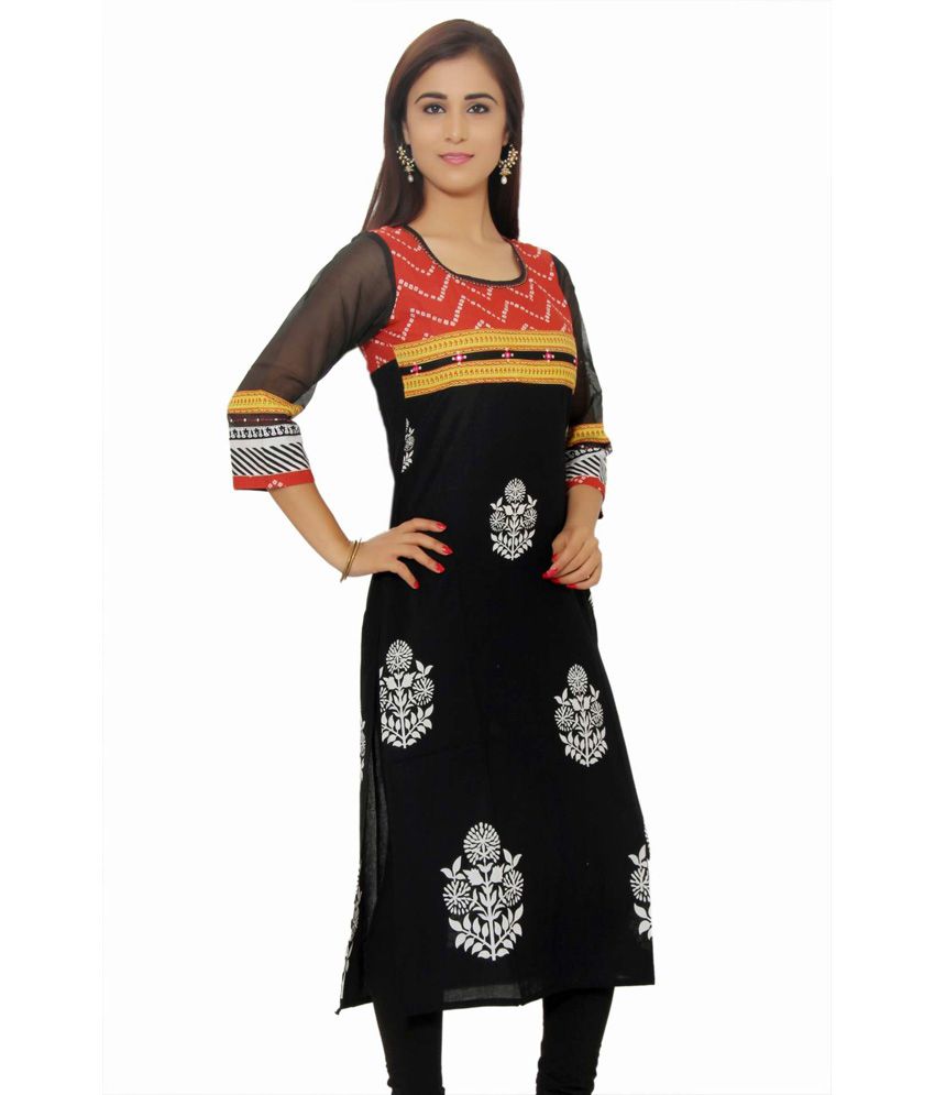 Rajwada Garments Maroon Cotton Embroidered Knitted Round Neck Kurti ...