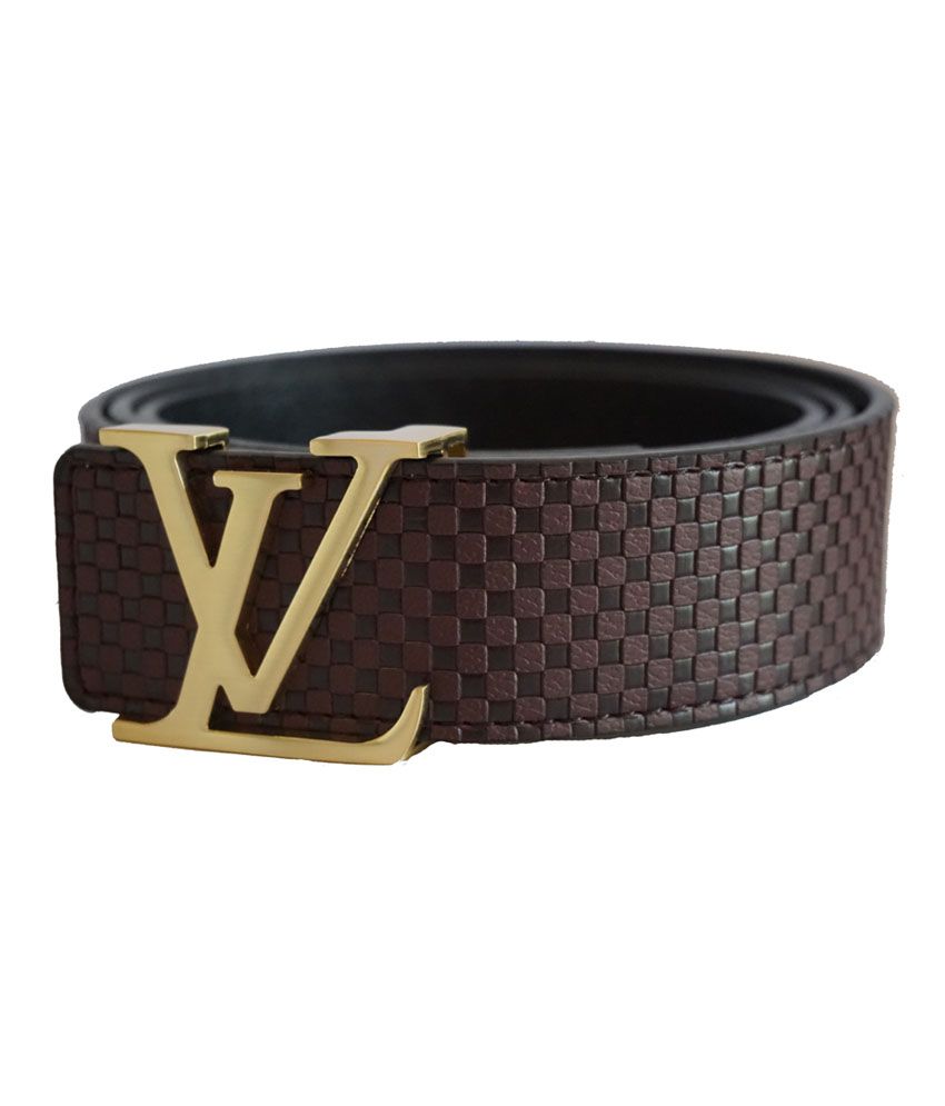 Branded Brown Designer Leather Belt With Golden Buckle: Buy Online at ...