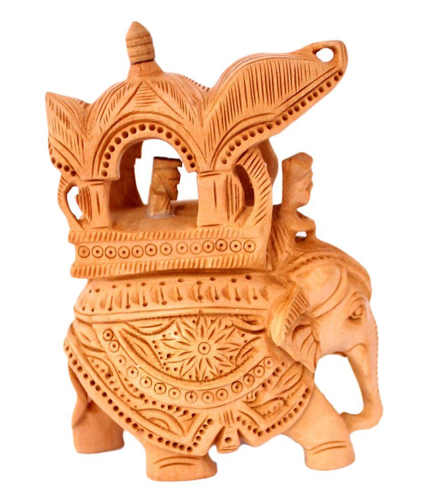 wooden indian elephant statue