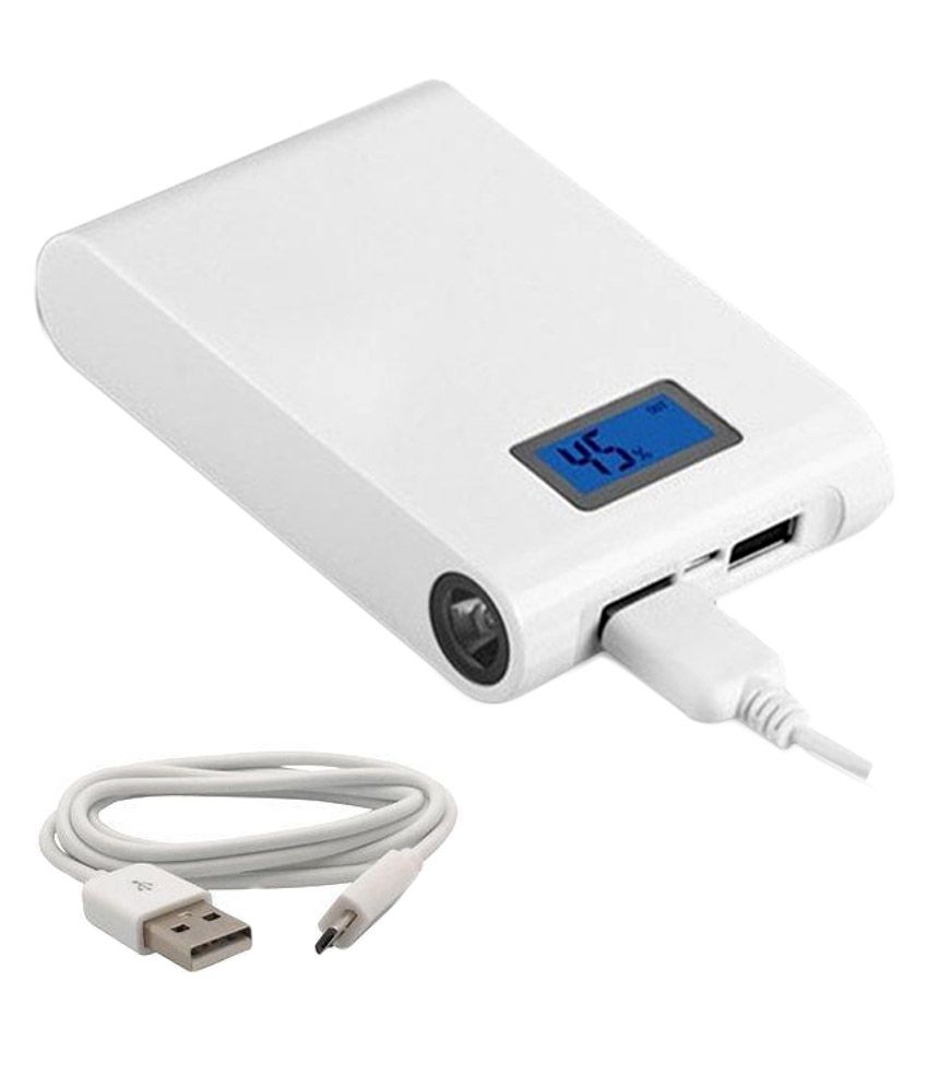     			VOX 12000mAh with Display Dual USB Power Bank Portable Charger for Mobile Tablet PK - 43 - White