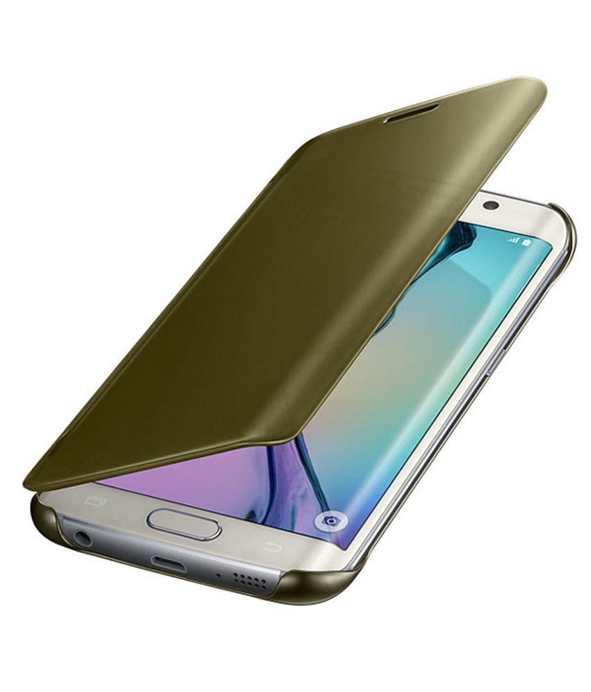 Samsung Clear View Cover For Samsung Galaxy S6 Edge Gold Flip Covers Online at Low Prices