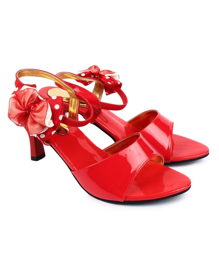 Banjoy Red Comfort and Stylish Medium Heel Sandal Price in India- Buy Banjoy Red Comfort and 