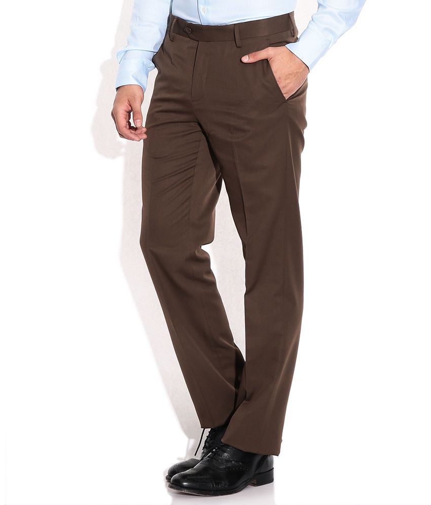 Elitus Brown Slim Fit Formal Trousers - Buy Elitus Brown Slim Fit ...