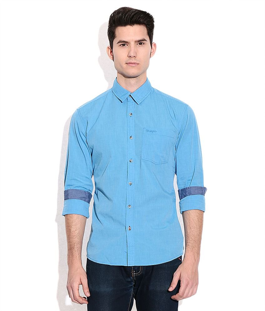 Wrangler Blue Slim Fit Casual Shirt - Buy Wrangler Blue Slim Fit Casual ...