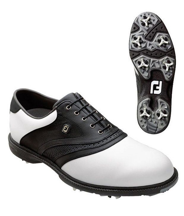 black and white golf shoes
