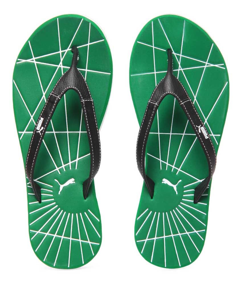 puma green flip flops