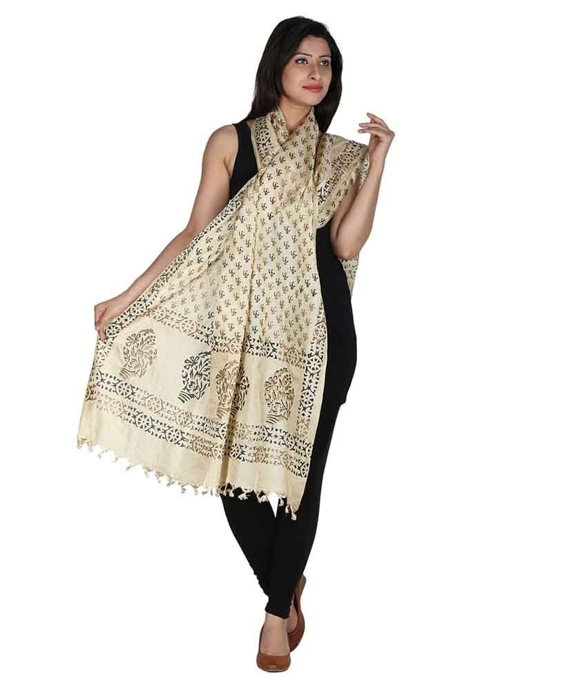 Inara Robes Gold Silk Block Printed Dupatta Price in India Buy Inara