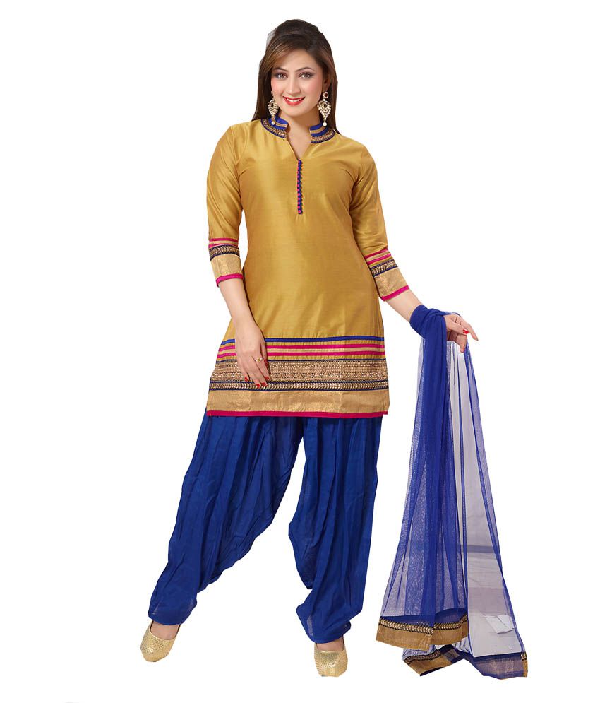 Ritu Creation Golden Party Wear Silk Patayala Dress - Buy Ritu Creation ...