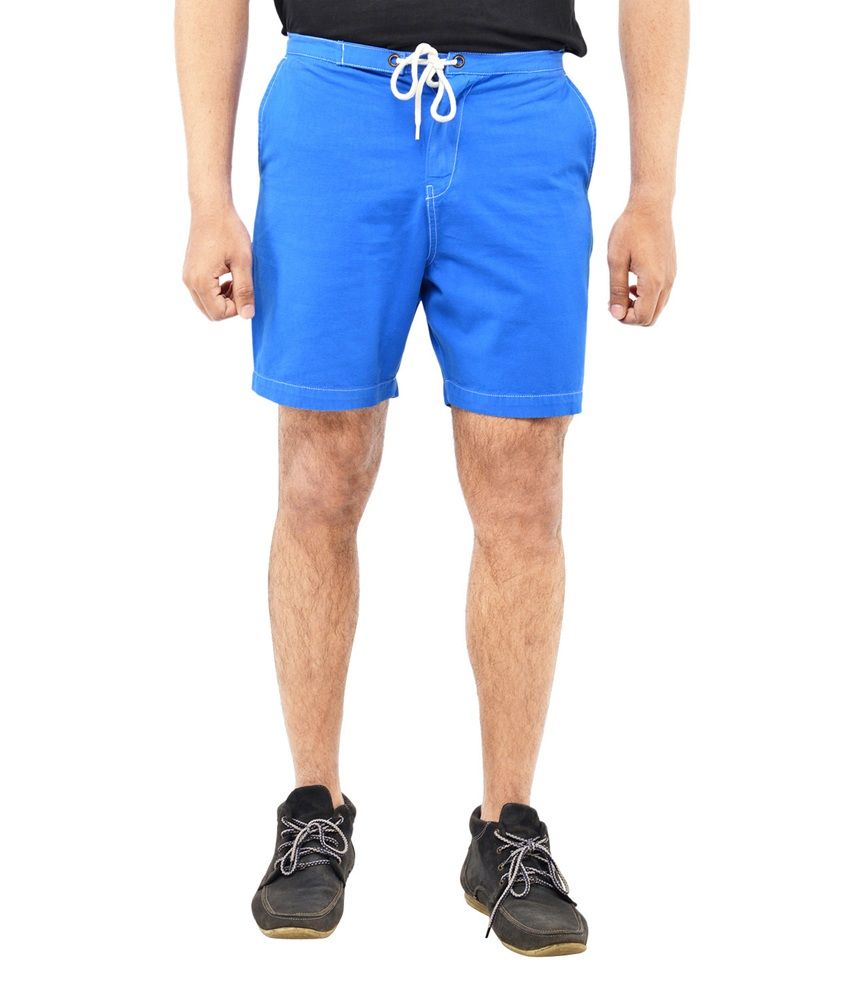 Blue Wave - Blue Cotton Solid Shorts for Men (Flash Deal) - Buy Blue ...
