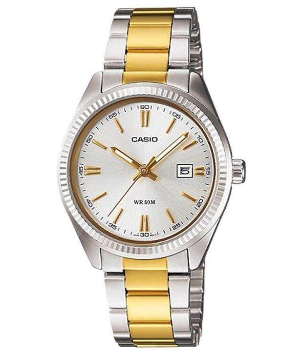 casio gold and silver watch