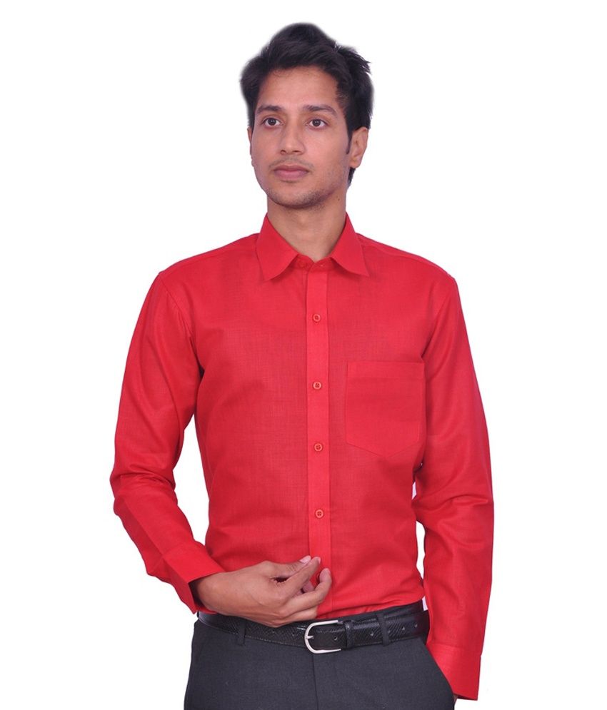 Shree Krishna Enterprises Cotton Full Sleeve Men's Formal ShirtRed Buy Shree Krishna