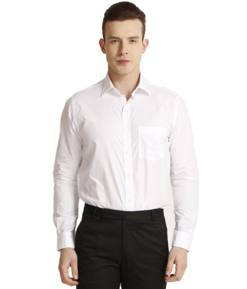 Cantabil White Cotton Blend Shirt For Men - Buy Cantabil White Cotton ...