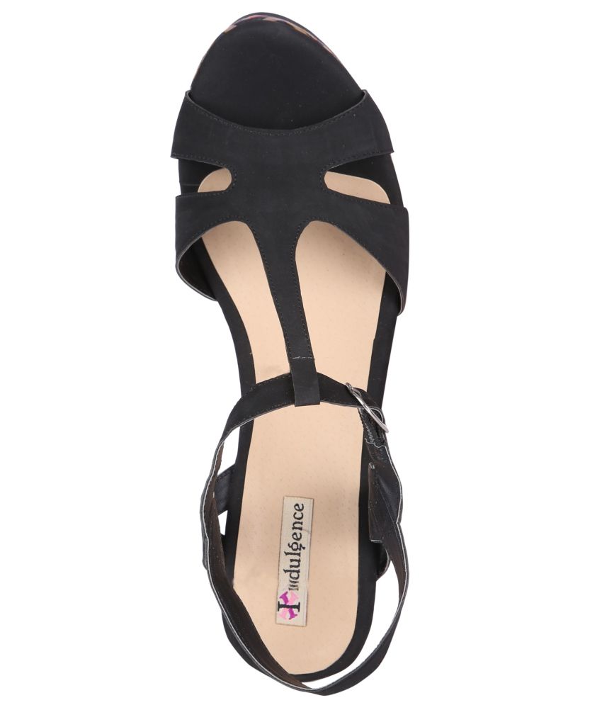 Indulgence Black Medium Heel Sandals Price in India- Buy Indulgence Black Medium Heel Sandals 