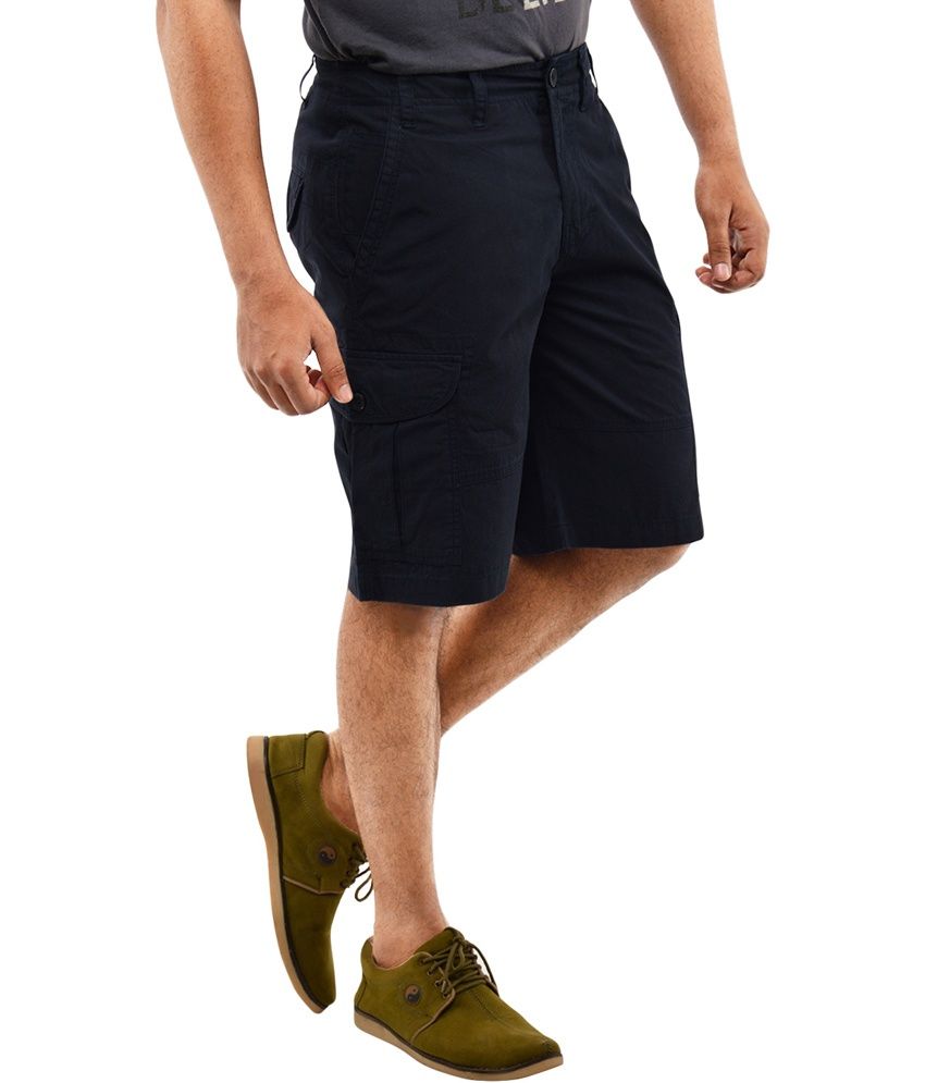 Blue Wave - Navy Blue Cotton Men's Cargo Shorts - Buy Blue Wave - Navy ...