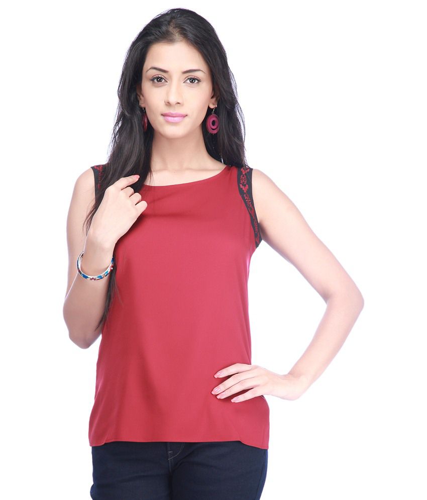 Buy Elliza Donatein By Shoppers Stop Maroon Polyester Tops Online at ...