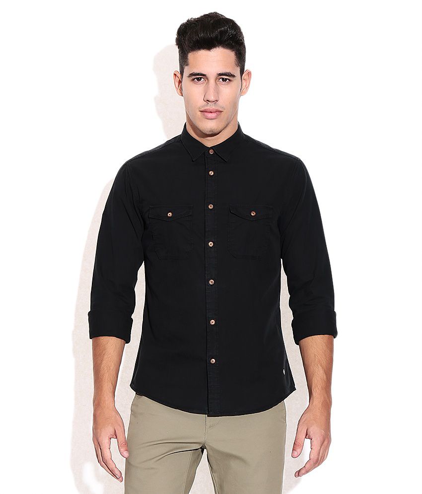 Indian Terrain Black Slim Shirt - Buy Indian Terrain Black Slim Shirt ...