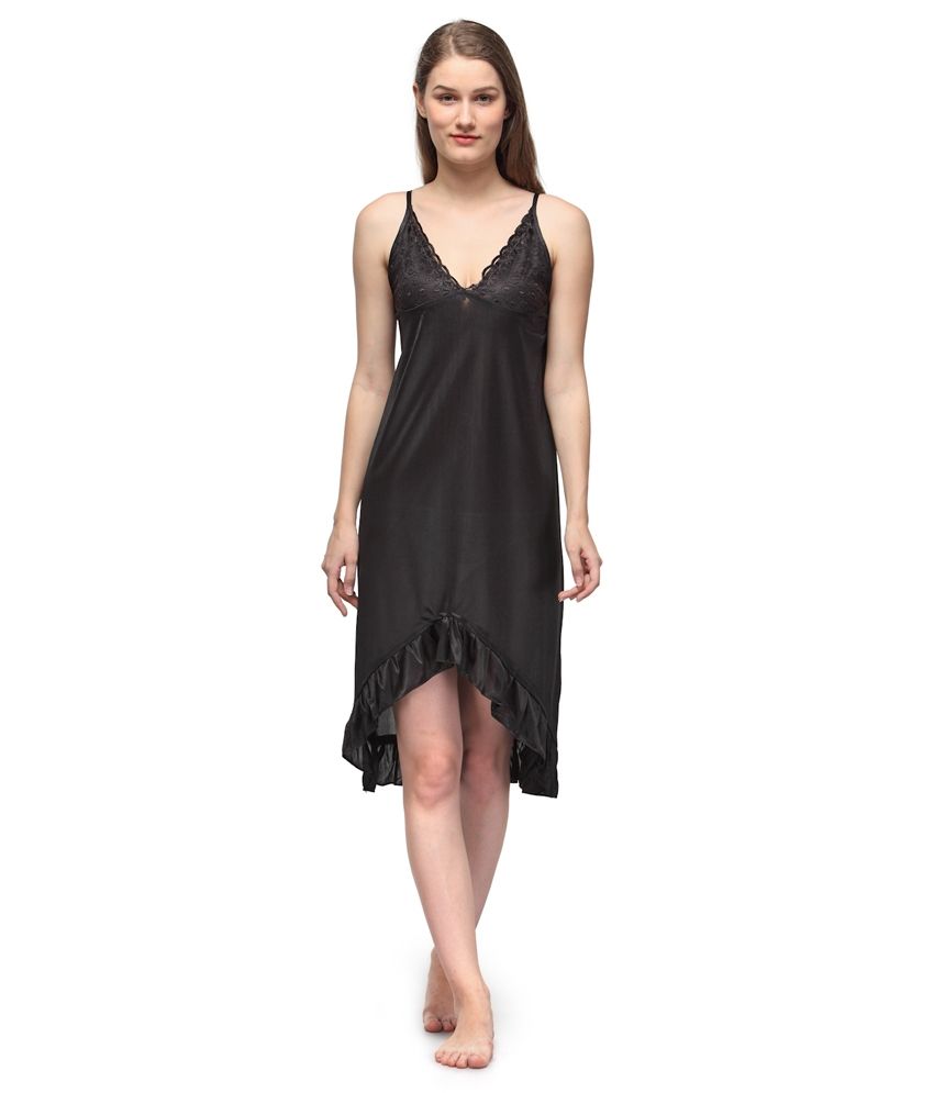 Buy Oleva Black Satin Nighty Online at Best Prices in India - Snapdeal