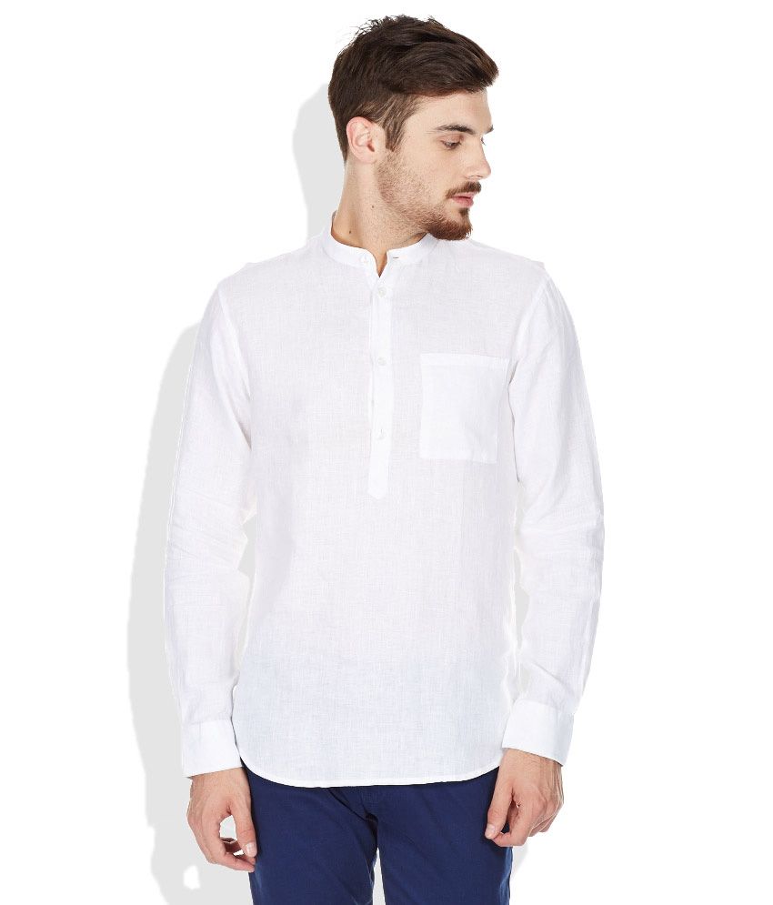 mens white linen blend shirt