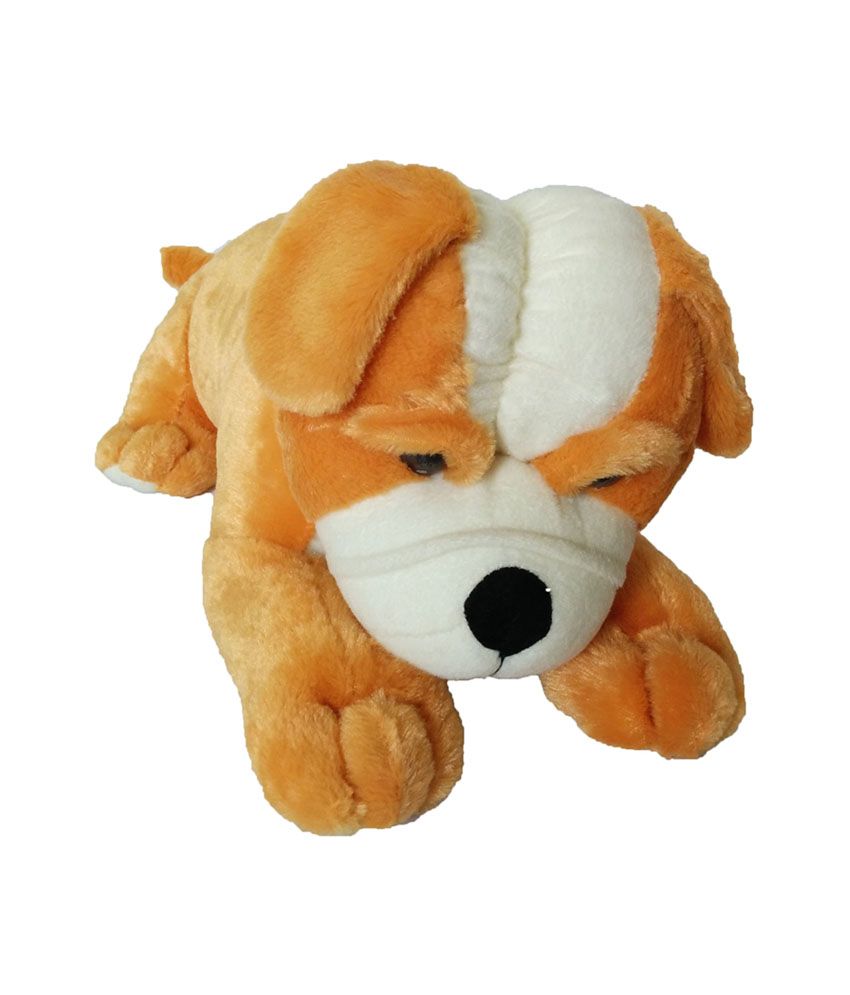 Toy Box Brown and White Sleeping Dog Soft Toy 35cm Buy Toy Box
