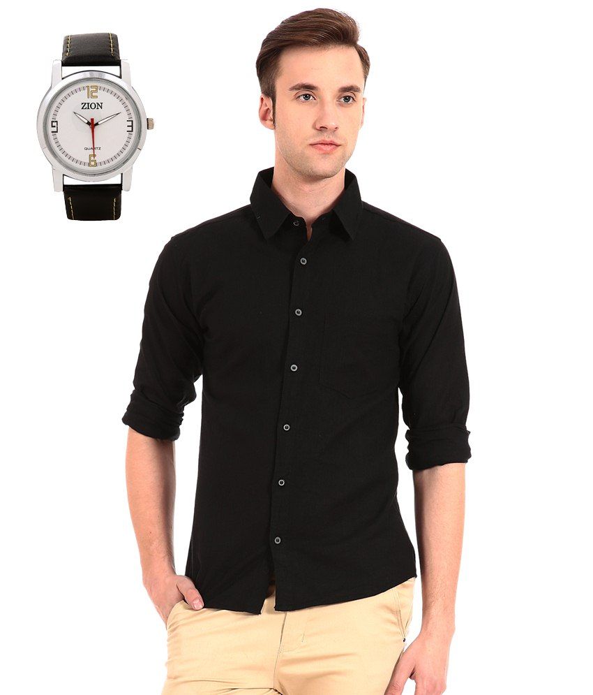 Fedrigo Combo Of Black Shirt With Watch (Zw-363) - Buy ...