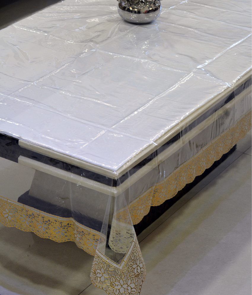     			Freely Pvc Transprant With Pvc Lace Center Table Cover For 4 Seater