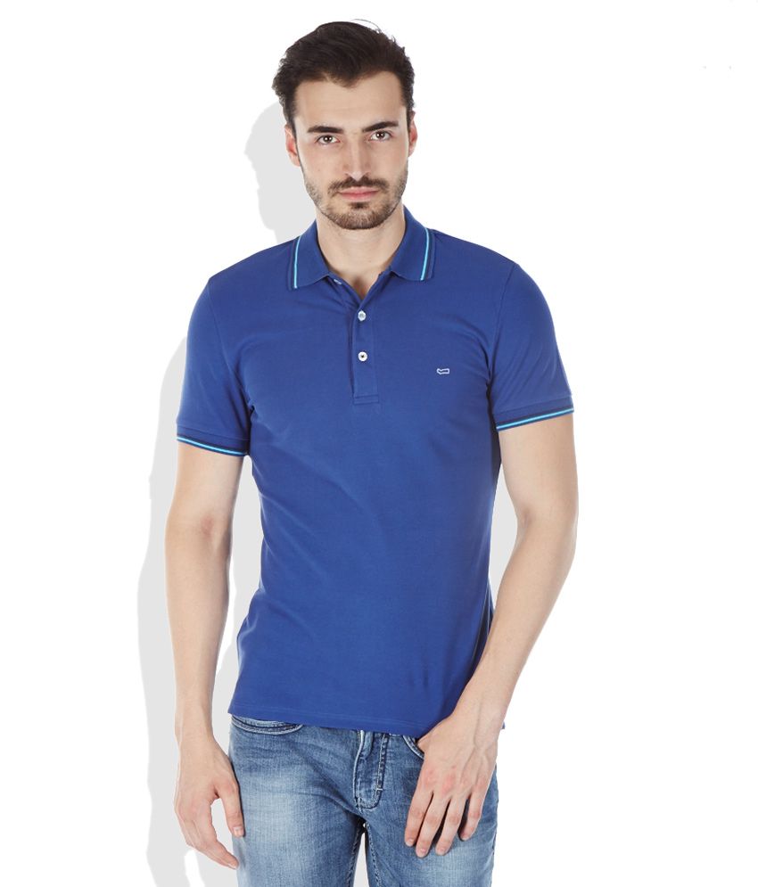 GAS Blue Polo Neck T Shirt - Buy GAS Blue Polo Neck T Shirt Online at ...